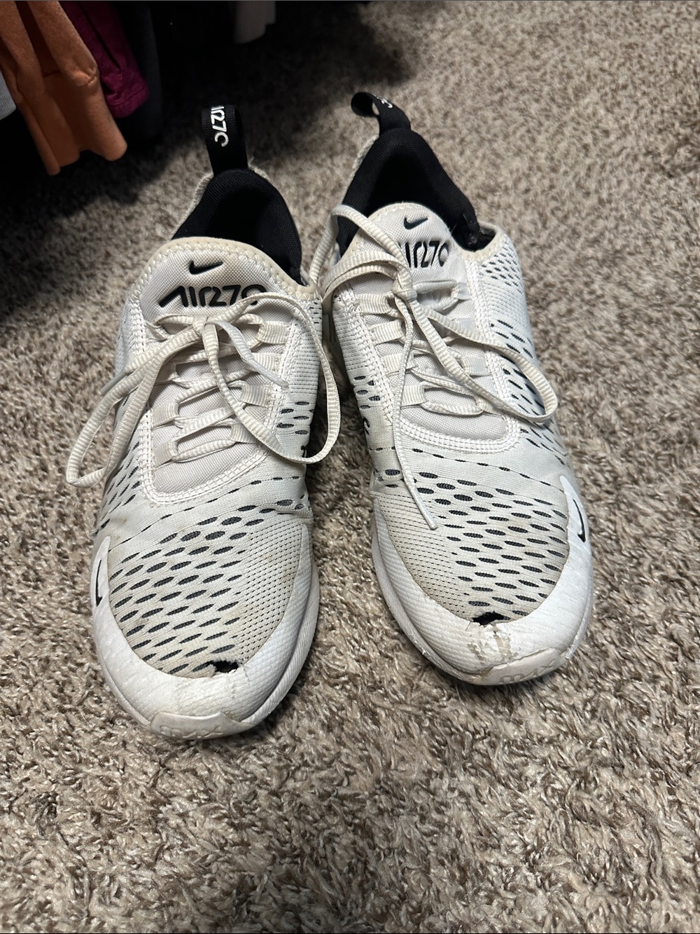 Nike White and Black Women’s Air Max 270 Running Sneakers